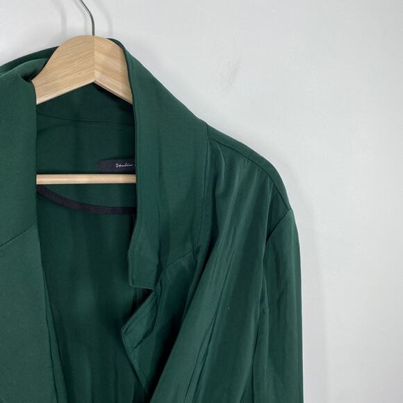 Studio Fun Green Button Front Long Sleeve Belted Coat Women's Size Small S - Picture 7 of 12
